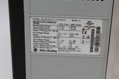 Allen-Bradley 20AD027A0AYNAEC0 Powerfex 70 Drive