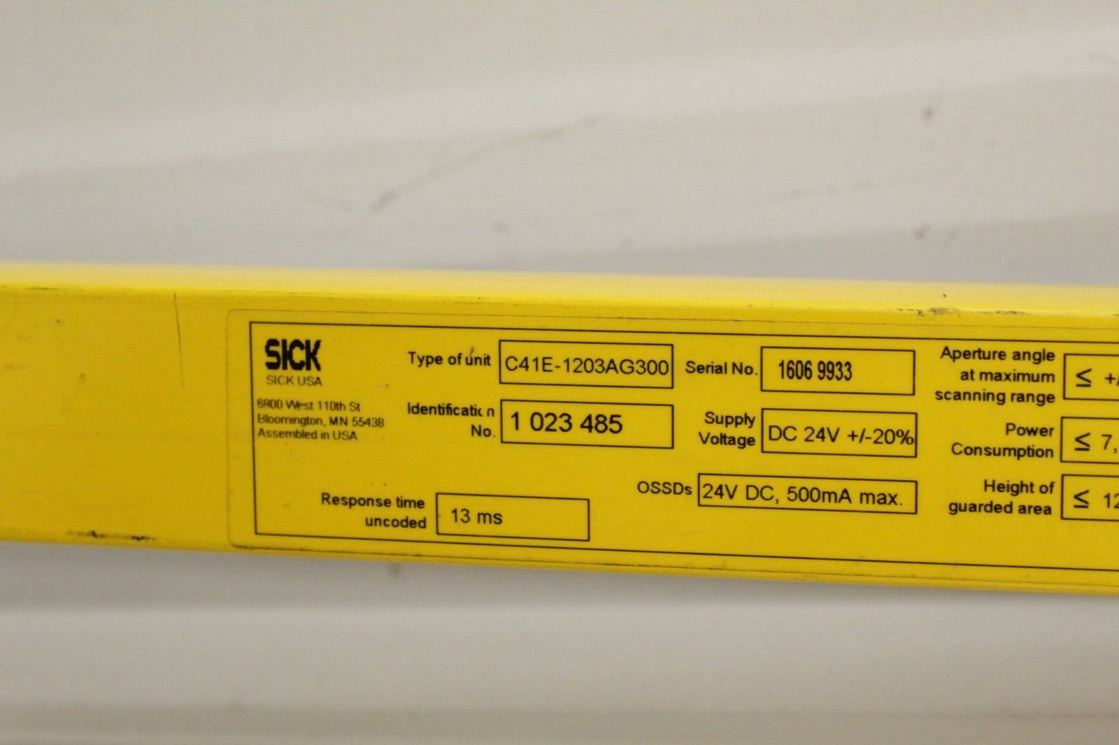 Sick C41E-1203AG300 C4000 Micro Receiver Light Curtain