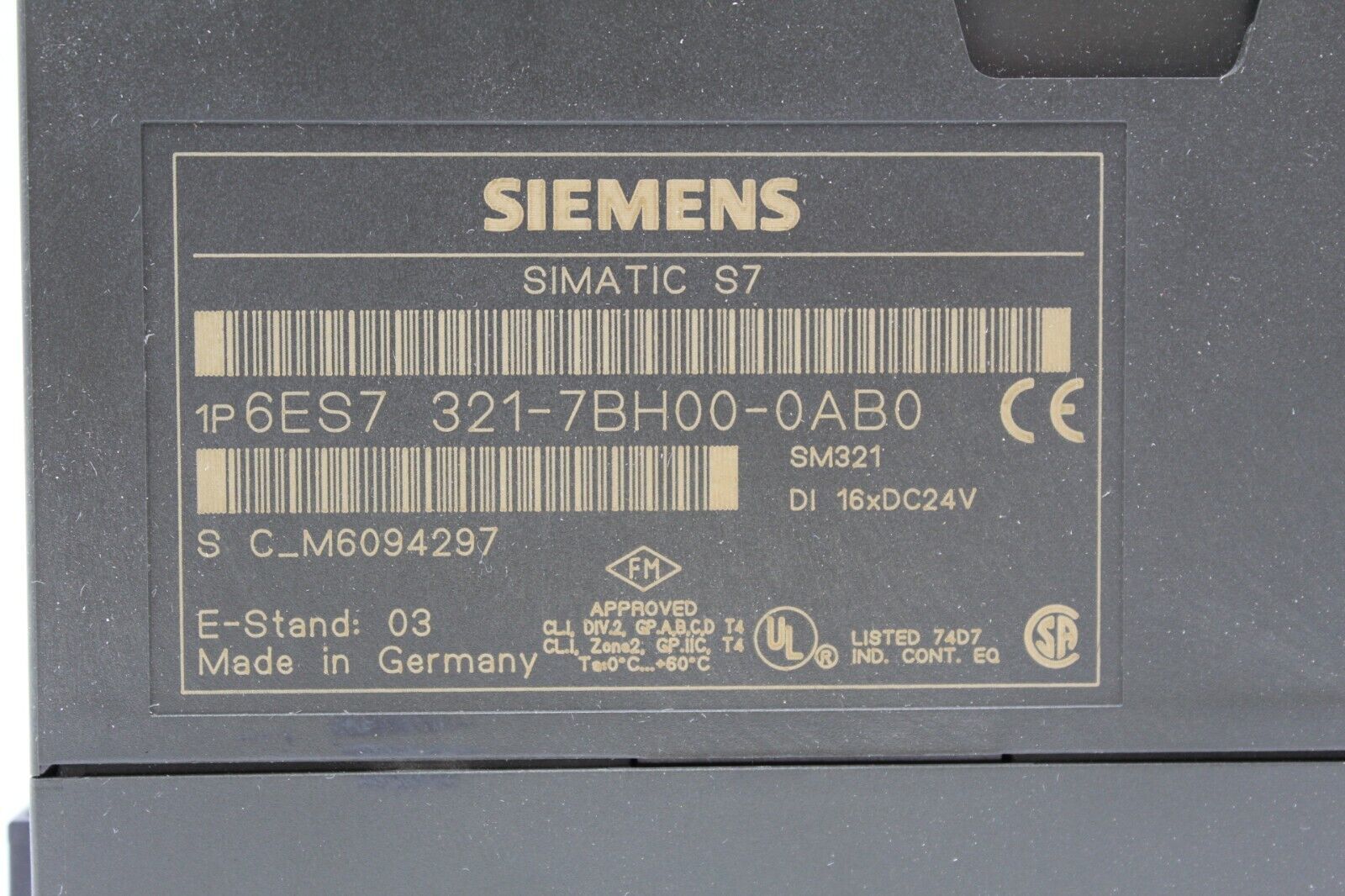 Siemens 6ES7 321-7BH00-0AB0 Simatic S7 Optically Isolated Digital Input Module