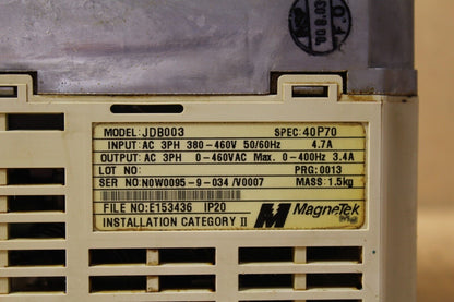 Magnetek JDB003 AC Drive (No Wire Covers)