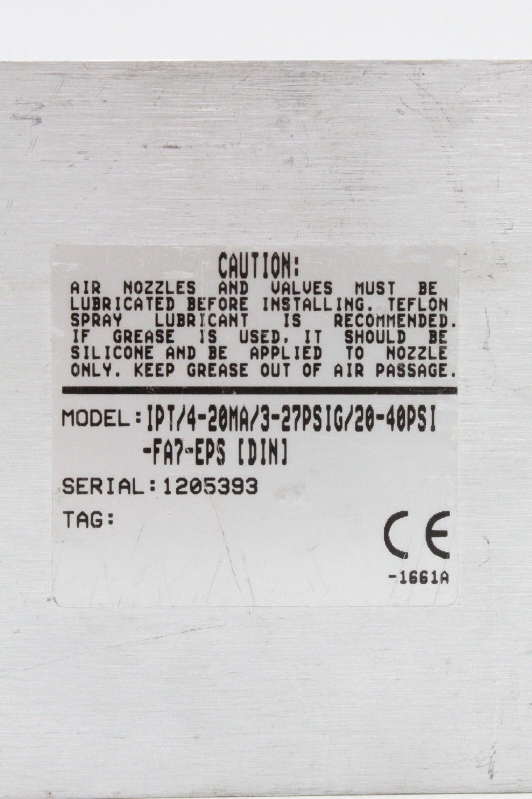 Moore Industries IPT/4-20MA/3-27PSIG/20-40PSI-FA7-EPS Pressure Transmitter