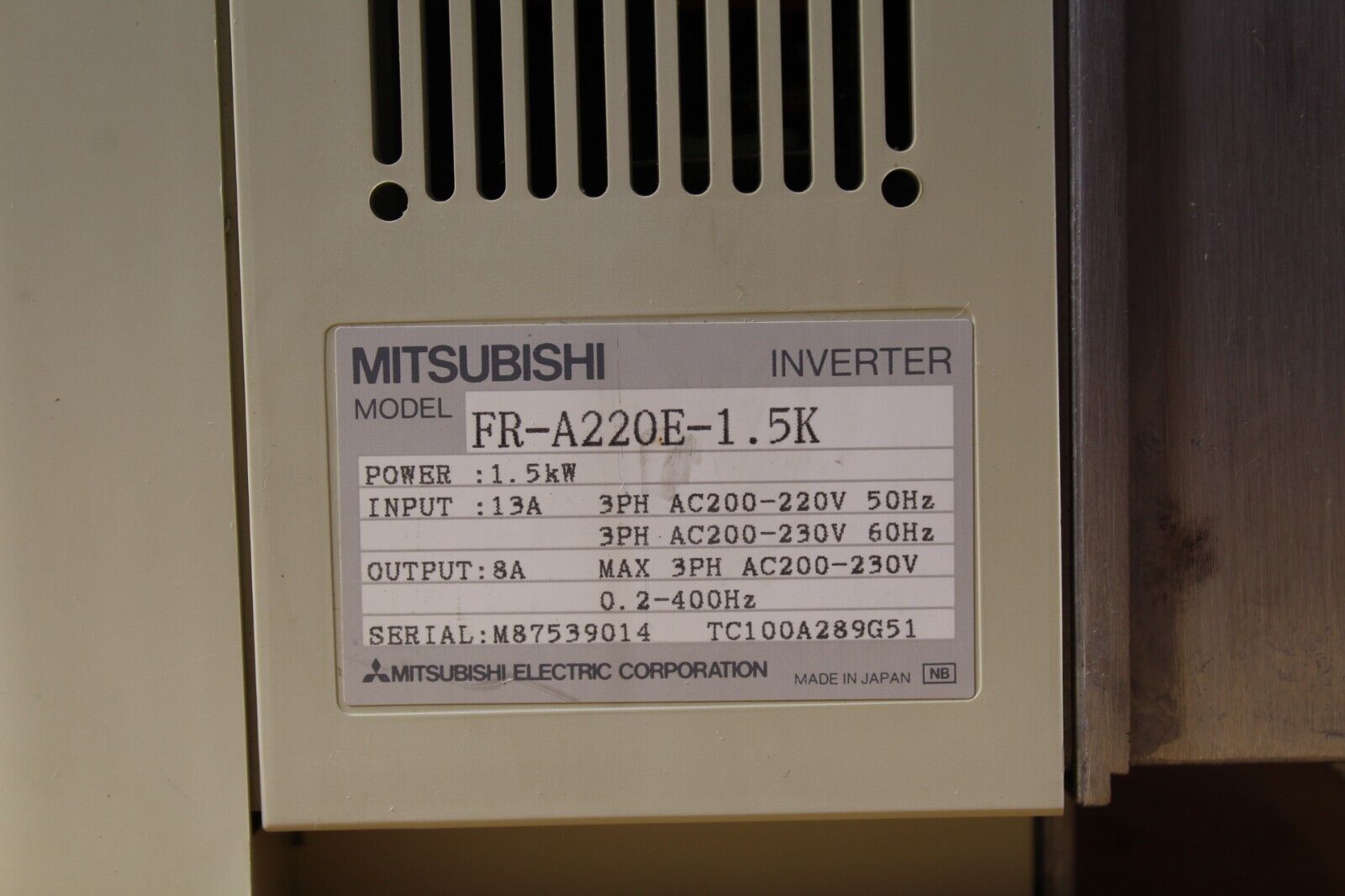 Mitsubishi Electric FR-A220E-1.5K Frequency Inverter