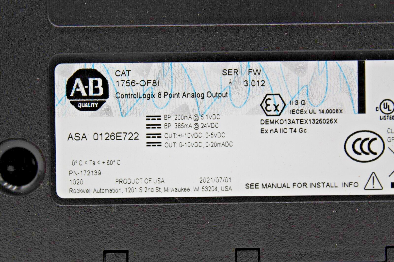 Allen-Bradley 1756-OF8I ControlLogix 8 Point Analog Output Module