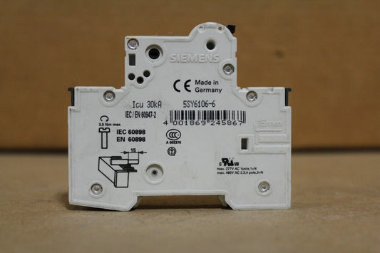 SIEMENS 5SY6106-6 CURCUIT BREAKER NEW NO BOX