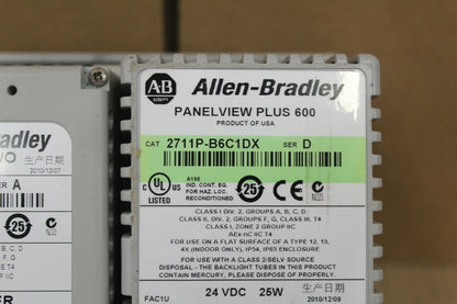 Allen Bradley 2711P-B6C1DX PanelView Plus 600