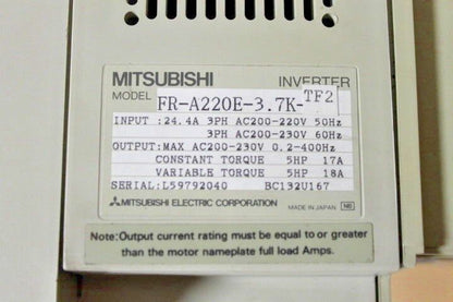 Mitsubishi FR-A220E-3.7K-TF2 FREQROL A200 Inverter
