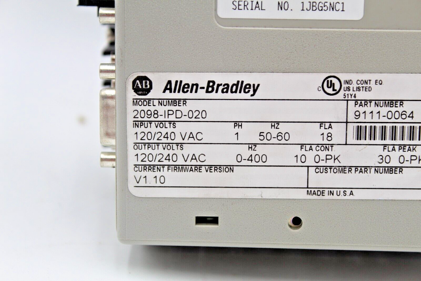 Allen-Bradley 2098-IPD-020 Ultra 5000 Servo Drive Controller