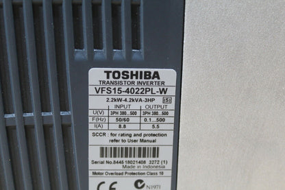 Toshiba VFS15-4022PL-W Transistor Inverter Missing Cover*