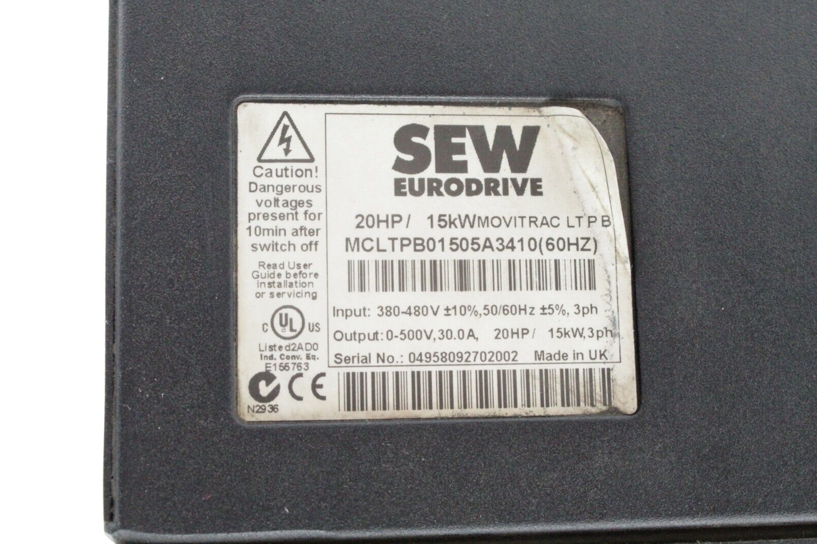 Sew EuroDrive MCLTPB01505A3410 Movitrac 3-Phase Variable Frequency Drive