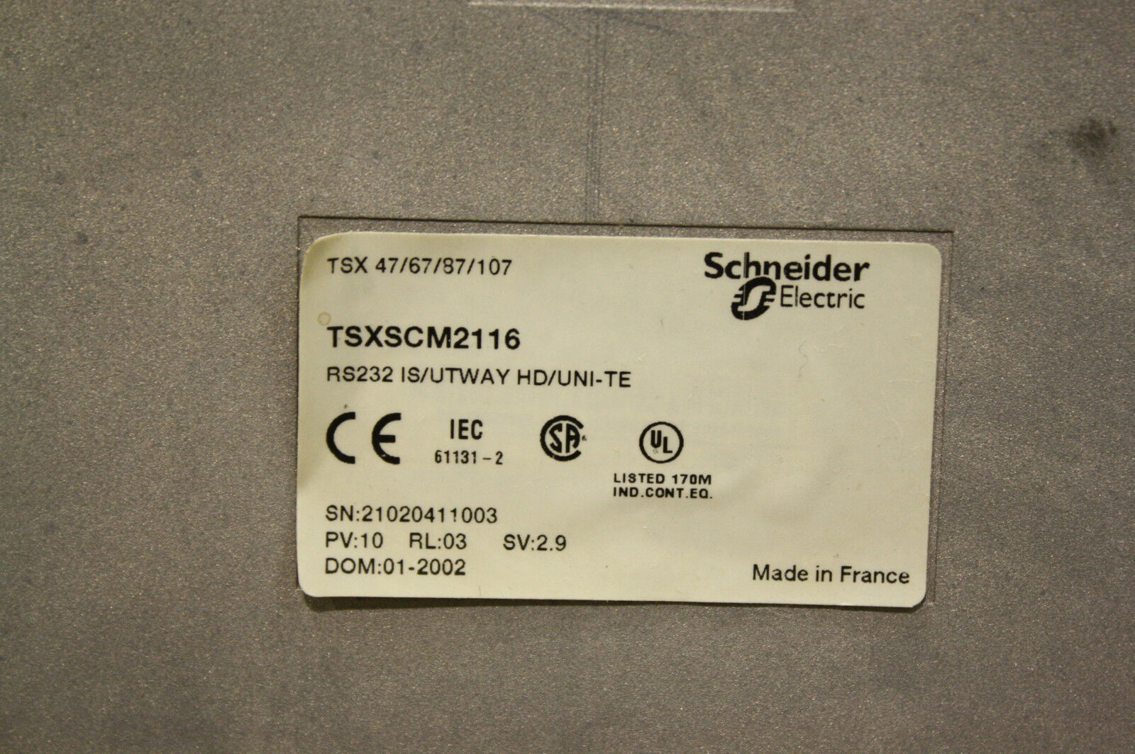 SCHNEIDER TELEMECANIQUE TSXSCM2116 RS232 COMMUNICATION MODULE