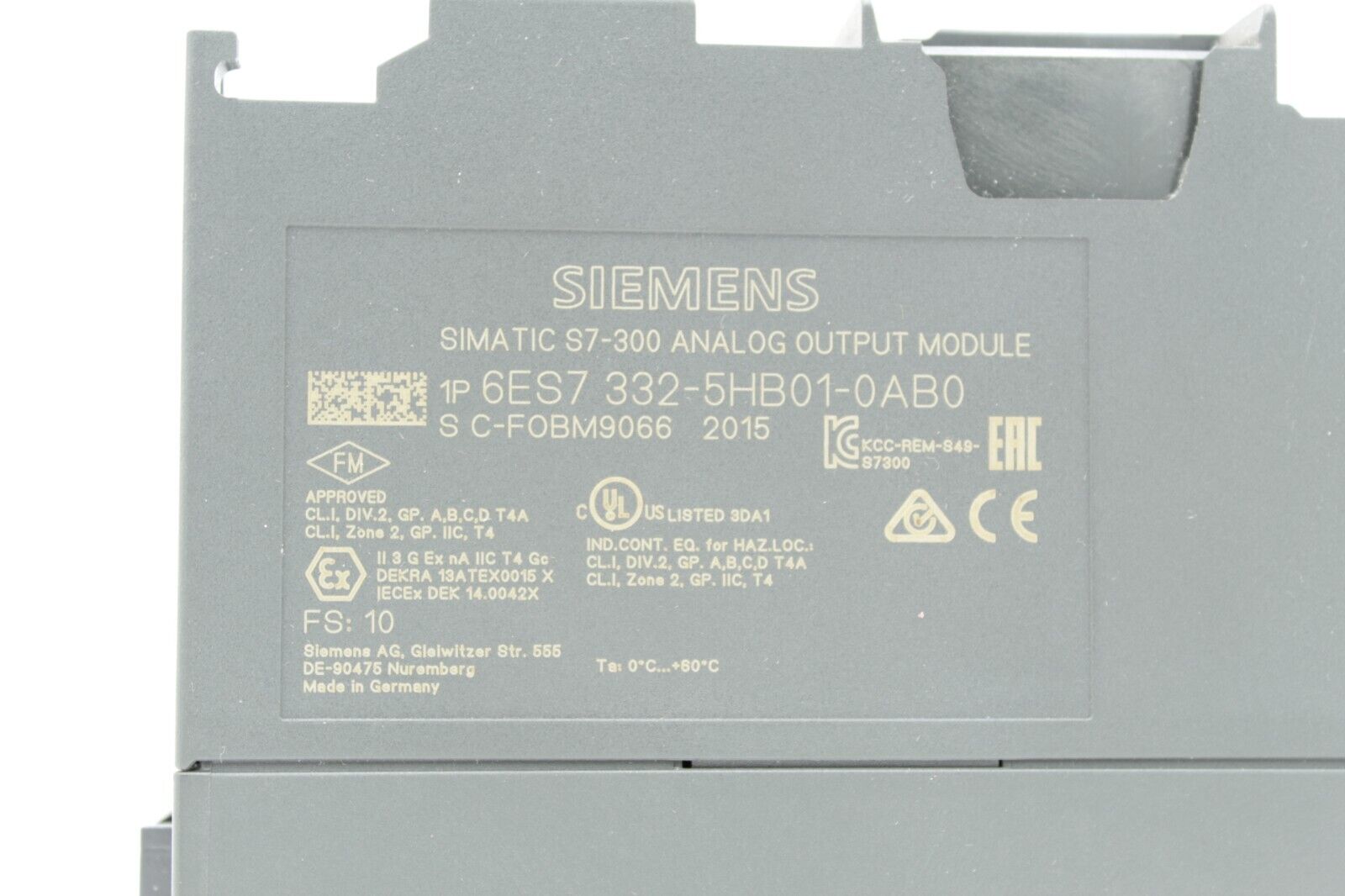 Siemens 6ES7 322-5HB01-0AB0 Simatic S7-300 Analog Output Module