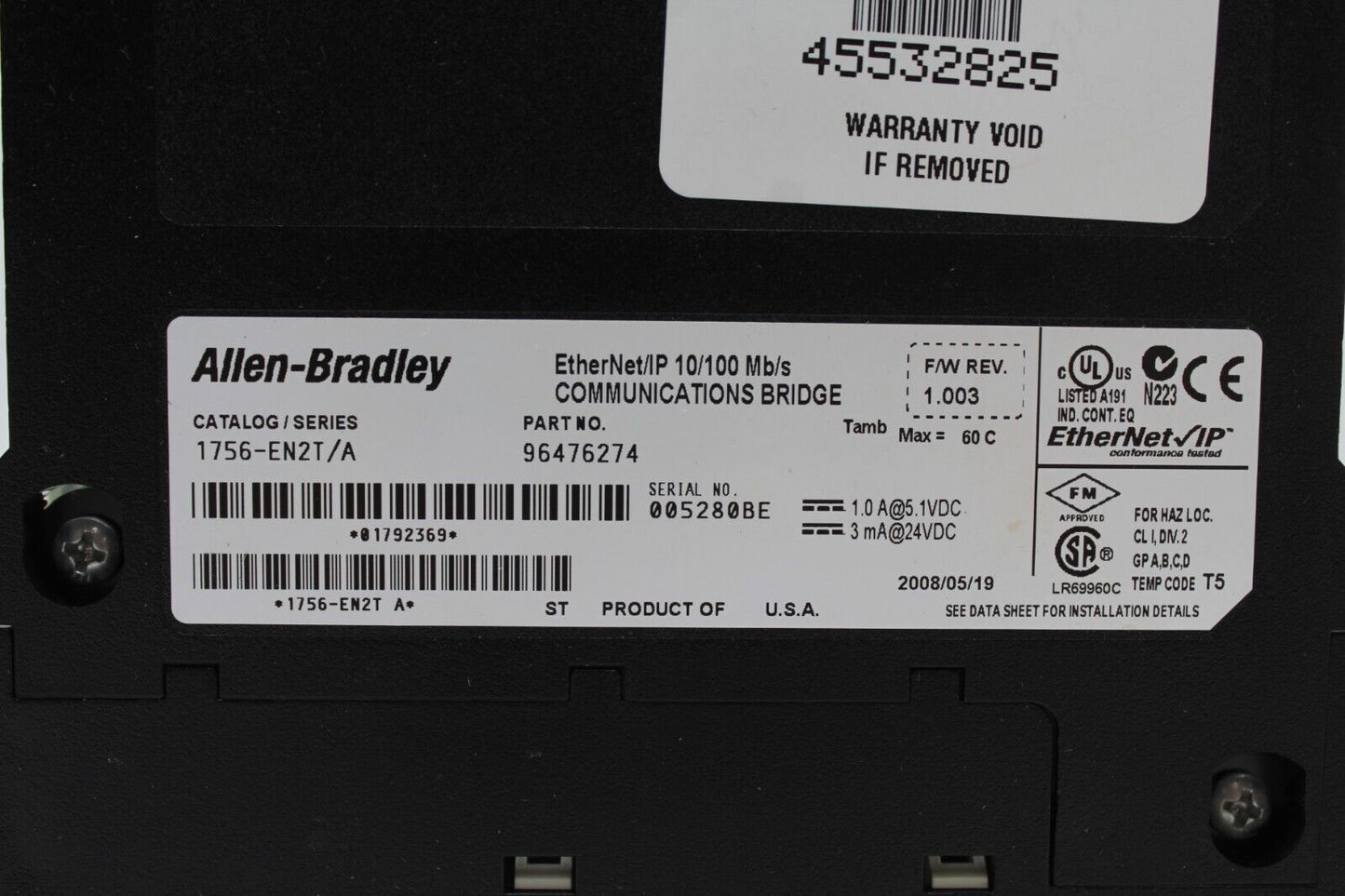 Allen-Bradley EN2T/A Ethernet/IP Communications Bridge