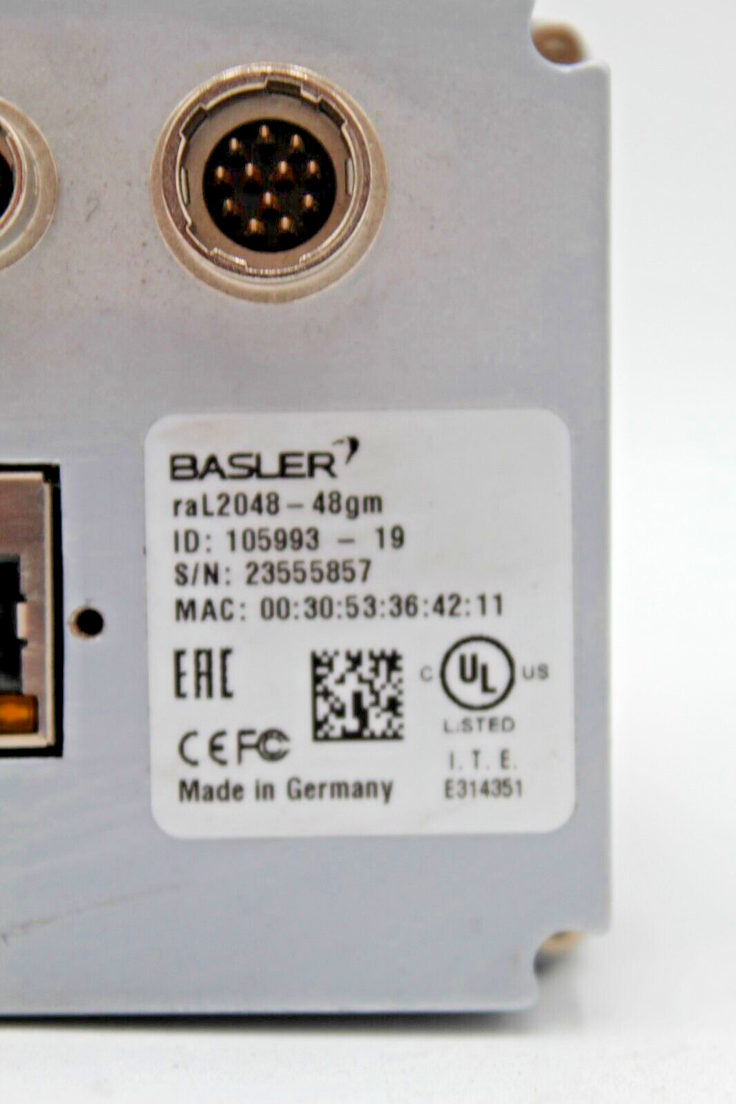 Basler raL2048-48gm GIGE/SMOS Camera Sensor 2k Resolution