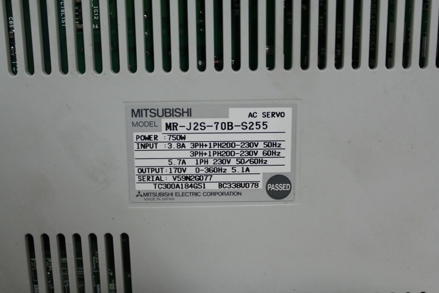 Mitsubishi MR-J2S-70B-S255 AC Servo Driver