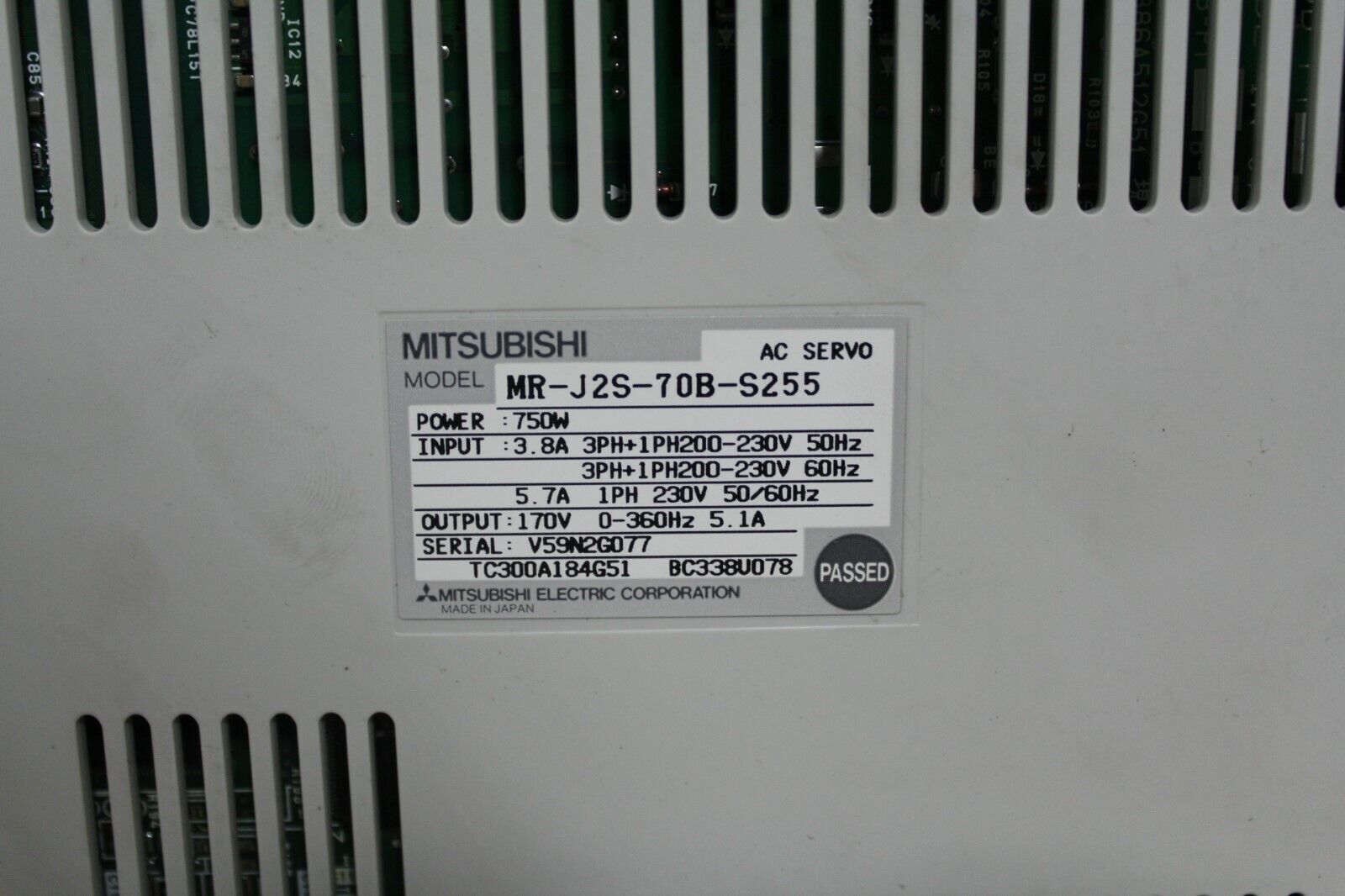 Mitsubishi MR-J2S-70B-S255 AC Servo Driver