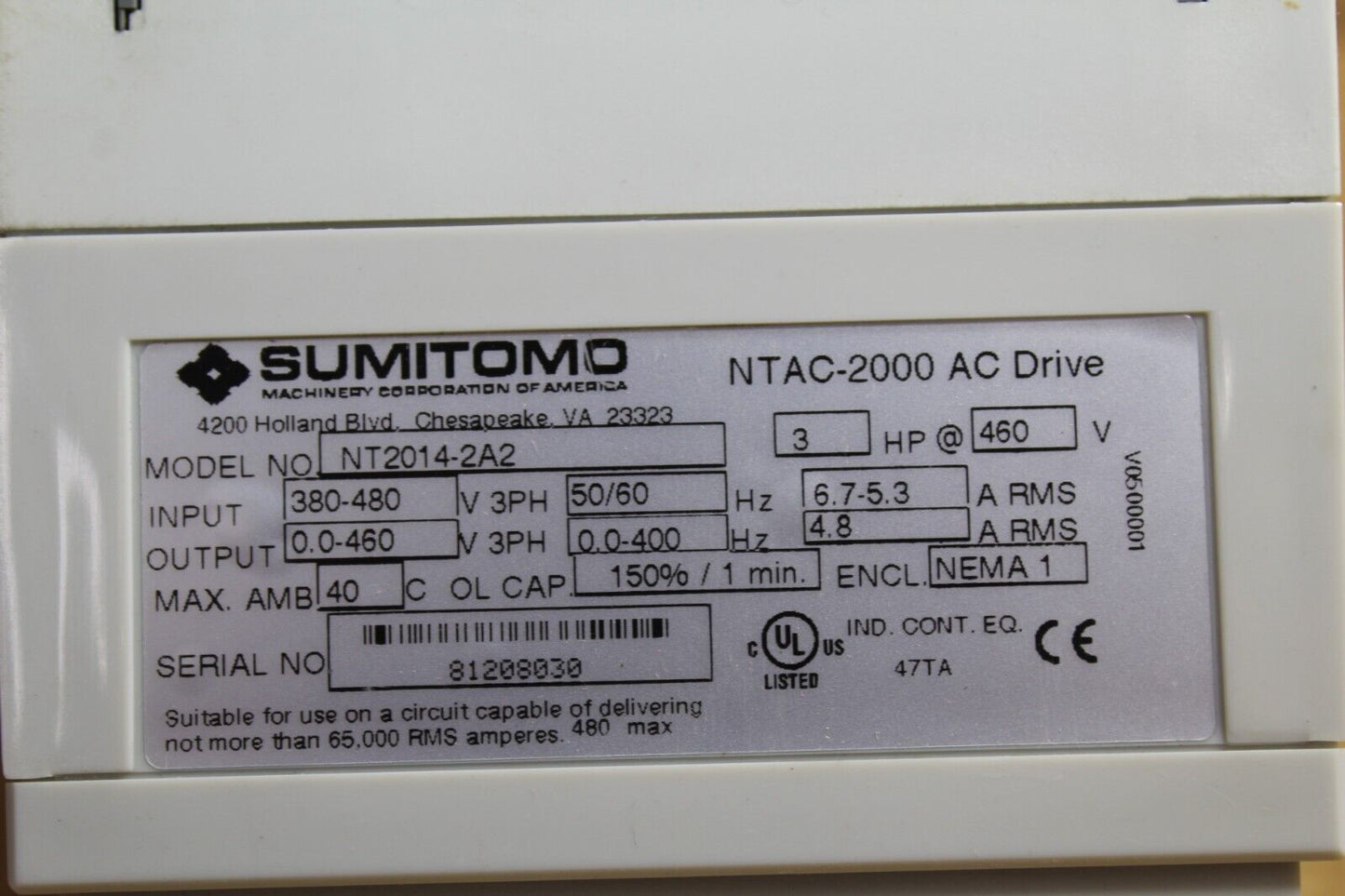 Sumitomo NT2014-2A2 Machinery Drive (No Bottom Cover)