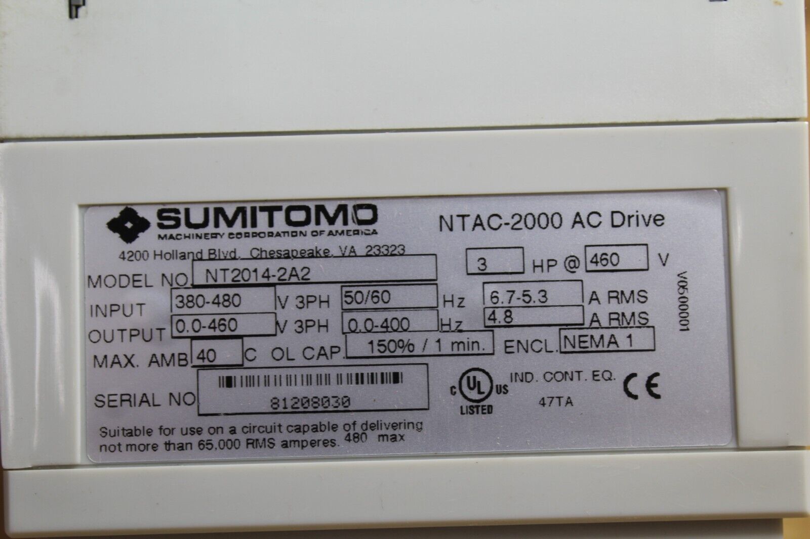 Sumitomo NT2014-2A2 Machinery Drive (No Bottom Cover)
