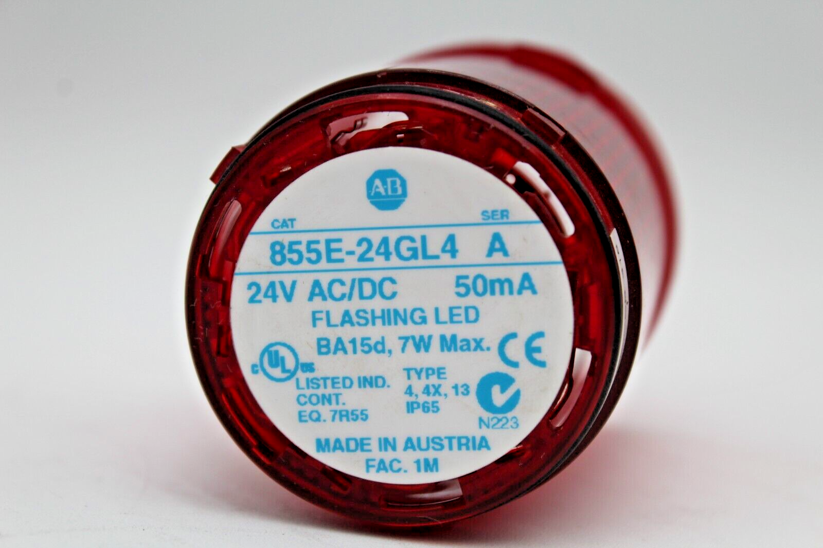 Allen Bradley 855E-24GL4 Series A Red LED Flashing Indicator Light