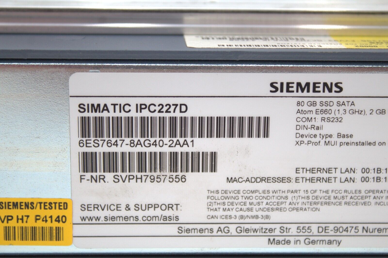 Siemens 6ES7647-8AG40-2AA1 Simatic Box