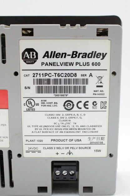 Allen-Bradley 2711PC-T6C20D8 PanelView Plus 600 (Broken Case)