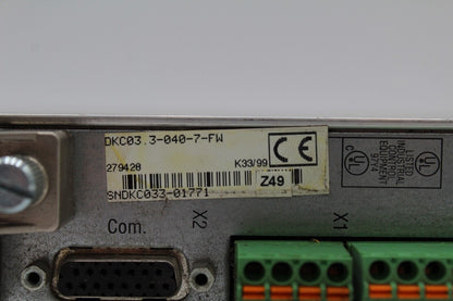 Rexroth Indramat DKC03.3-040-7-FW Servo Drive Controller *No Cover*