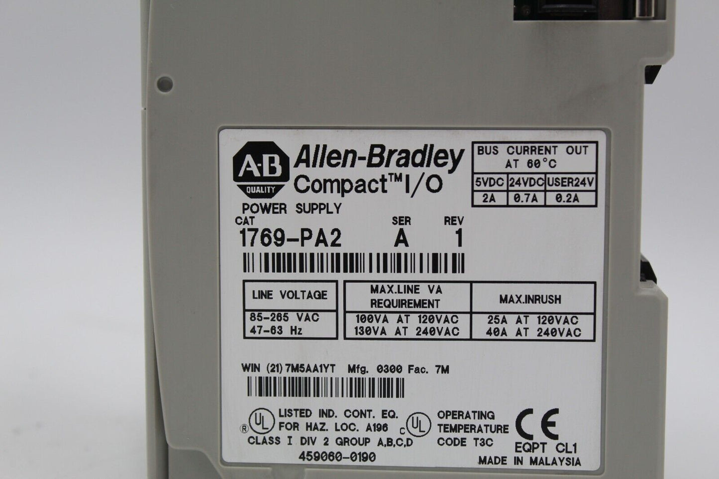 Allen-Bradley 1769-PA2 Power Supply Module