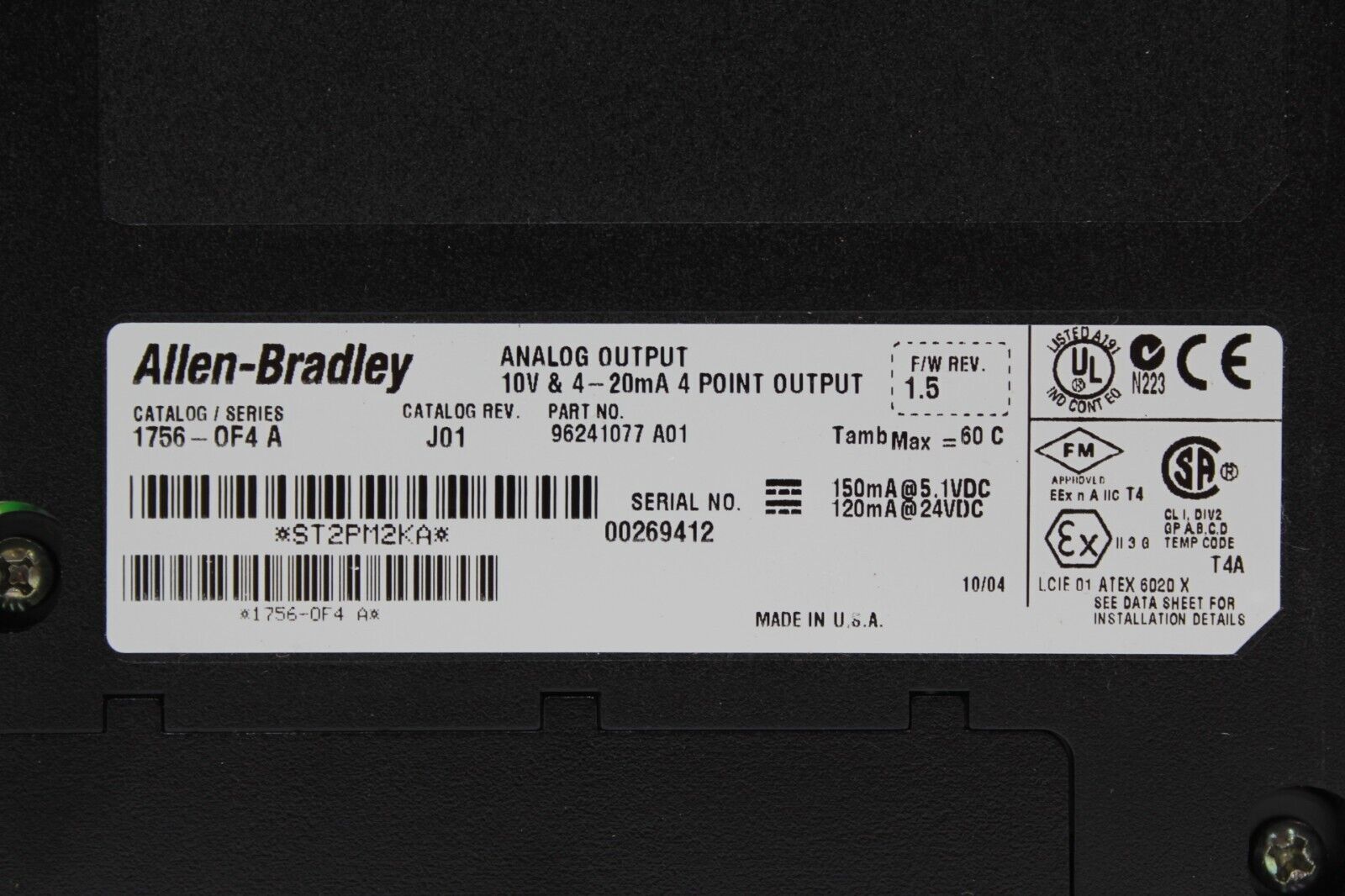 Allen-Bradley 1756-OF4 ControlLogix Analog Output Module