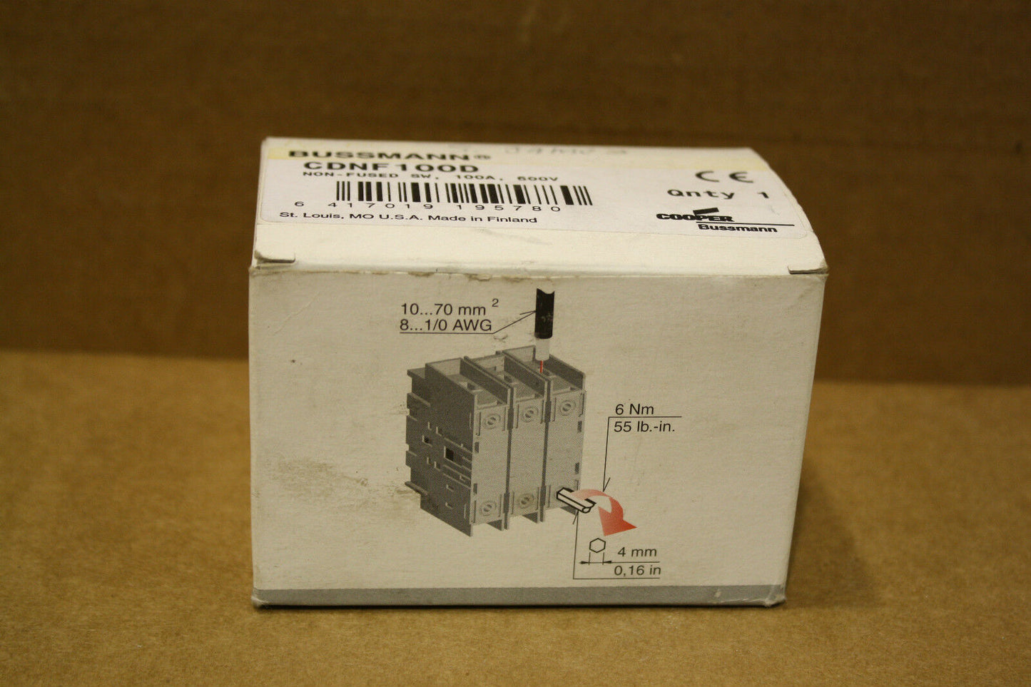 BUSSMAN CDNF100D NON-FUSED COMPACT SWITCH