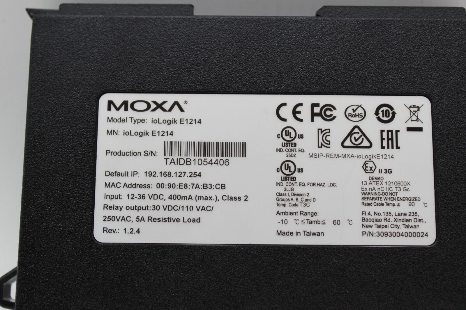 Moxa ioLogikE1214 Ethernet Module