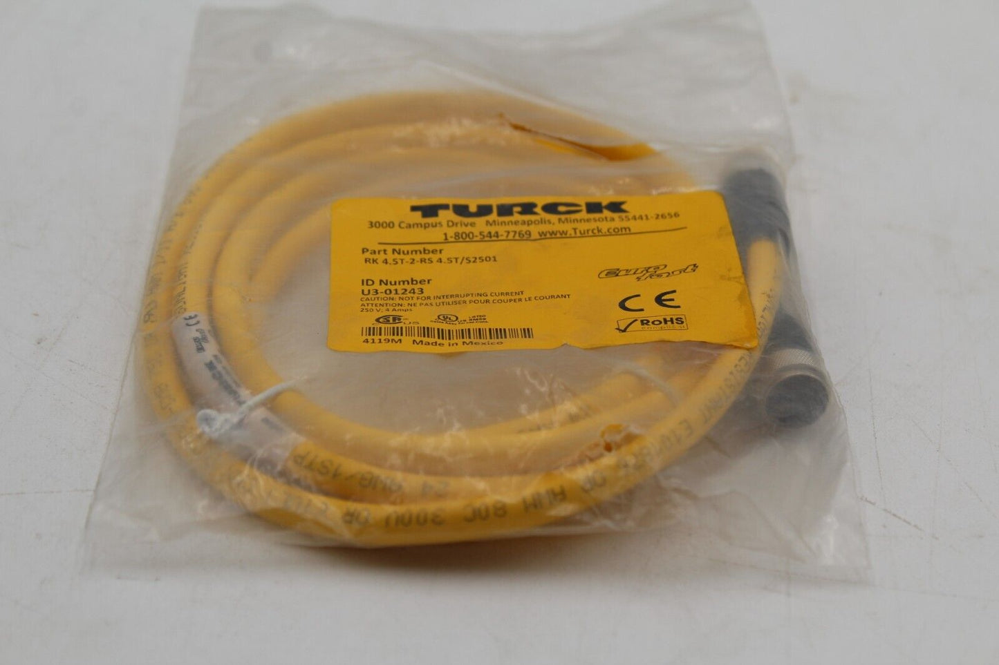 Turck RK4.5T-2-RS 4.5T/S2501 Double Ended Cordset