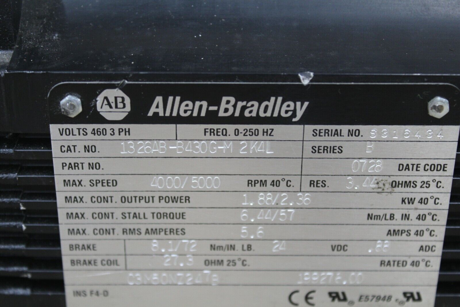 Allen Bradley 1326AB-B430G-M2K4L Motor