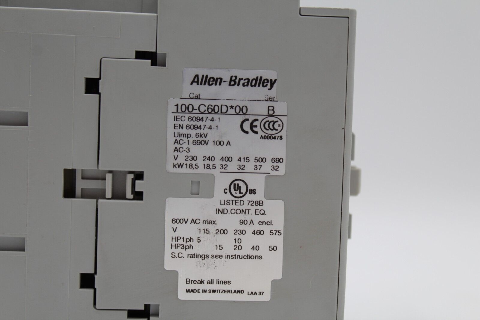 Allen Bradley 100-C60D*00 Contact Starter