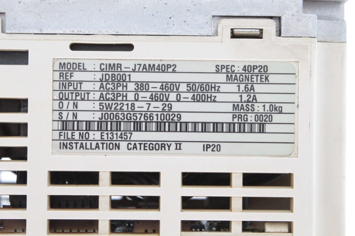 Yaskawa Electric CIMR-J7AM40P2 AC Variable Speed Drive (Small Crack 2)