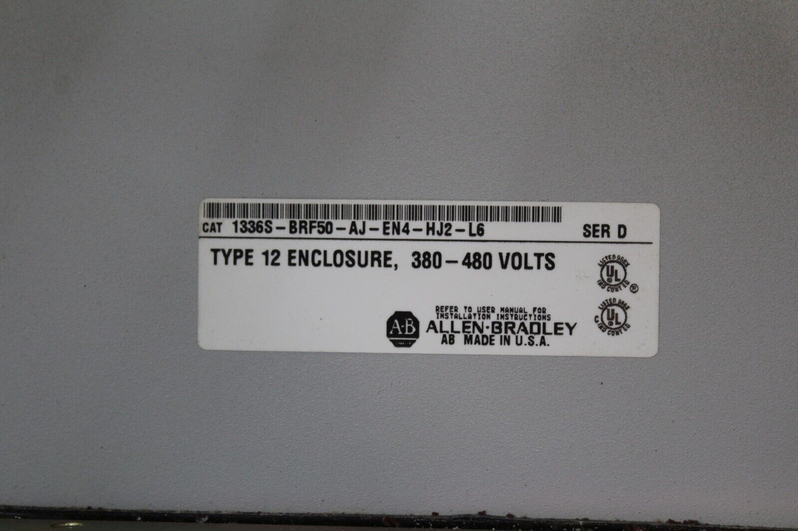Allen-Bradley 1336S-BRF50-AJ-EN4-HJ2-L6 / 1336S-BRF50-AN-EN4-L6 Type12 Enclosure