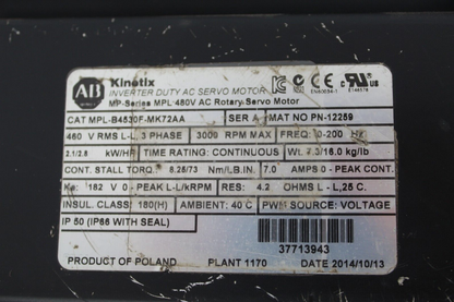 Allen Bradley MPL-B4530F-MK72AA Motor