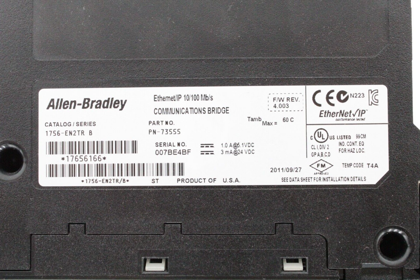 Allen-Bradley 1756-EN2TR /B ControlLogix 2-Port Ethernet/IP Module