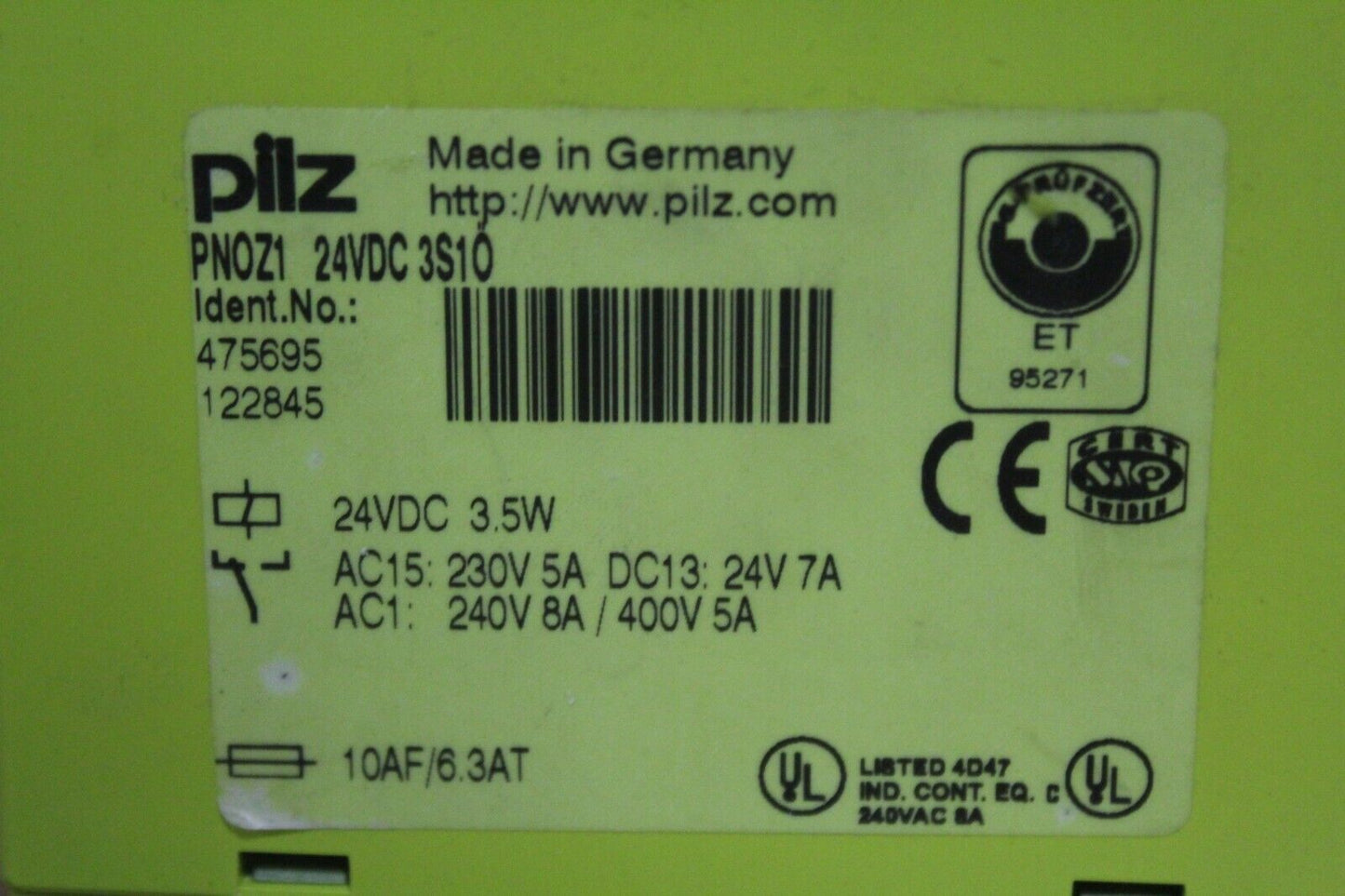 PILZ PN0Z1 24VDC3S10 Safety Relay