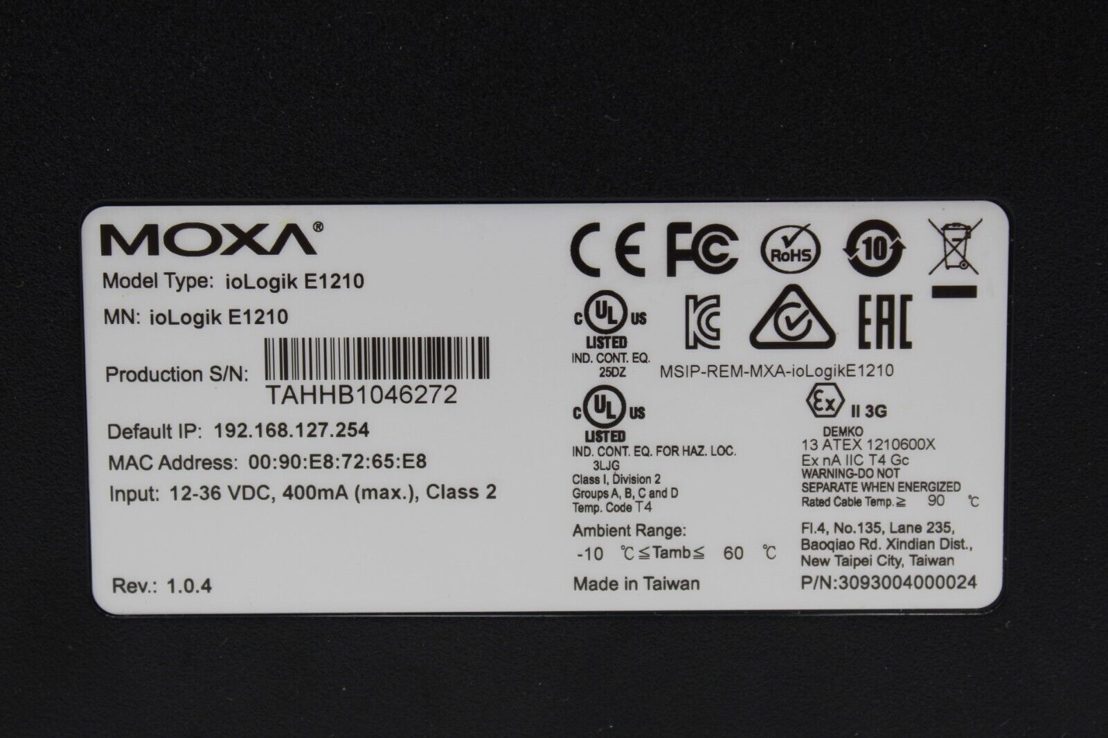 Moxa ioLogikE1210 Ethernet Module
