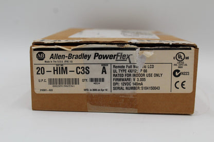 Allen-Bradley 20-HIM-C3S Remote Full Numeric LCD w/Power Cord