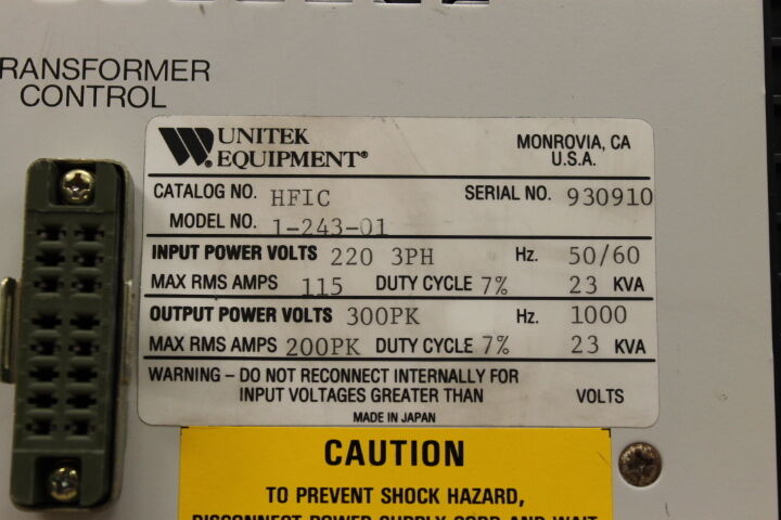 UNITEK MIYACHI HFIC POWER CONTROL 1-243-01