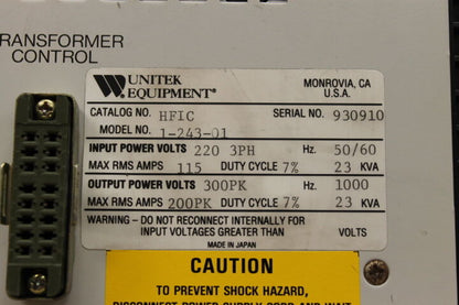 UNITEK MIYACHI HFIC POWER CONTROL 1-243-01