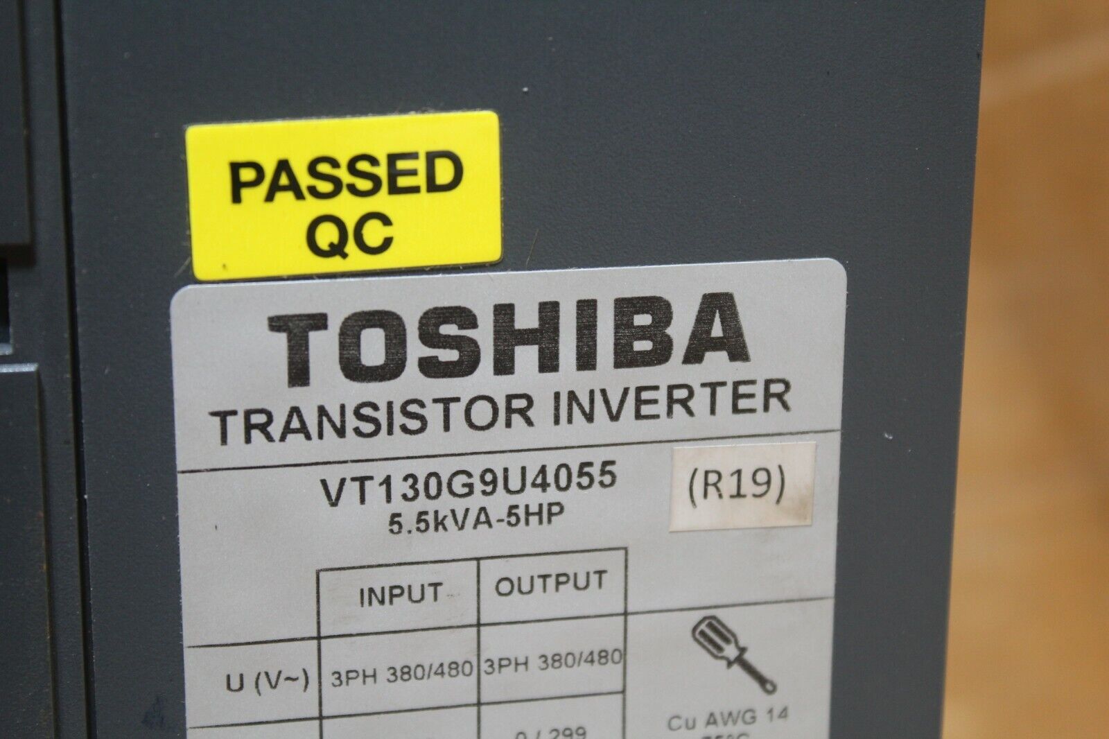 Toshiba VT130G9U4055 Transistor Inverter Missing Wiring Harness Cover*