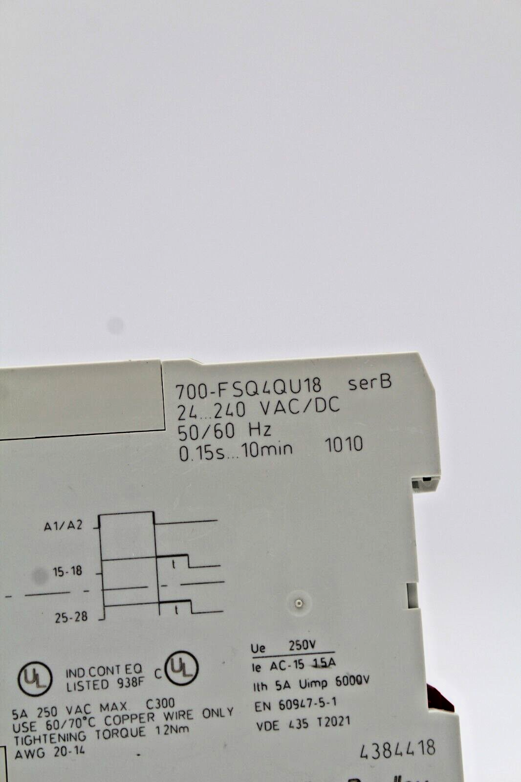 Allen-Bradley 700-FSQ4QU18 True Off Delay Timing Relay