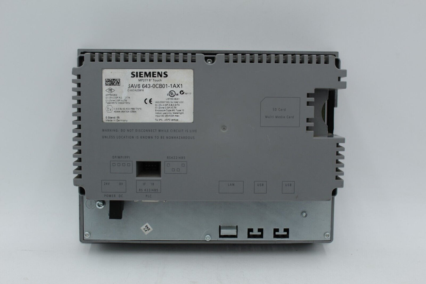 Siemens 6AV6643-0CB01-1AX1 Simatic MP 277 8" Operator Interface Panel READ 5