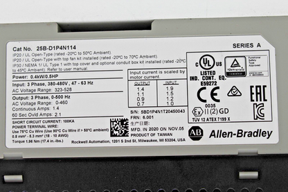 Allen-Bradley 25B-D1P4N114 Powerflex 525 Adjustable Frequency Drive