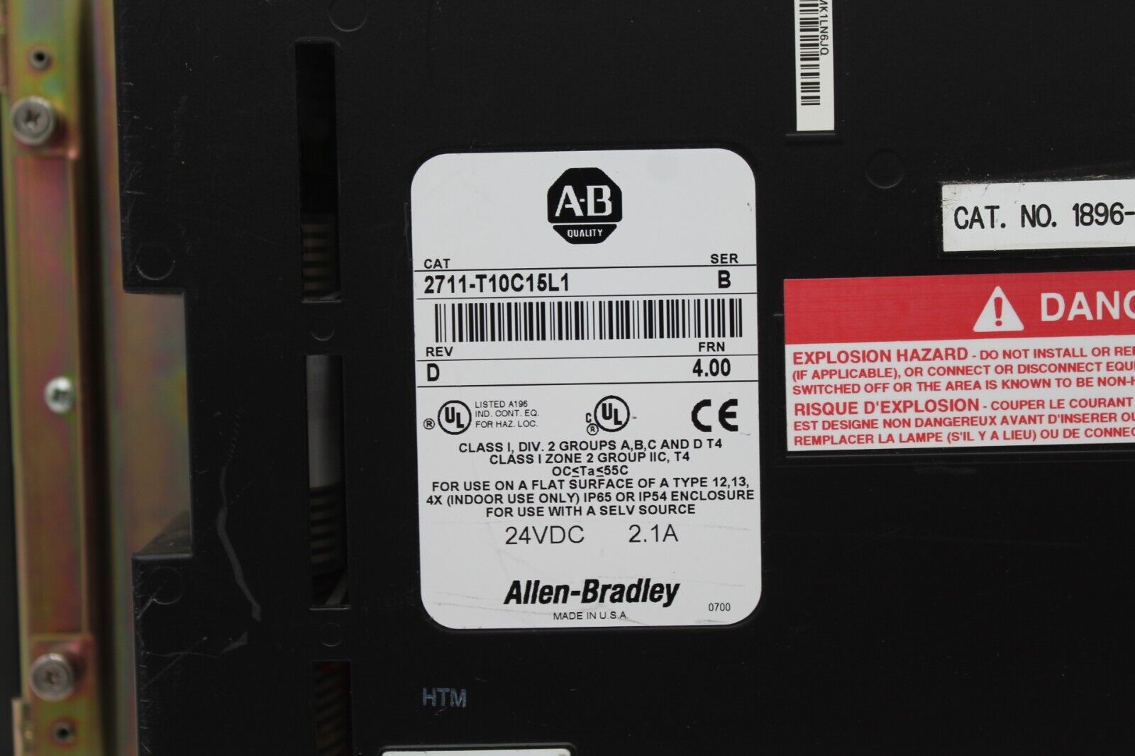 Allen-Bradley 2711-T10C15L1 PanelView 1000 Touch Panel