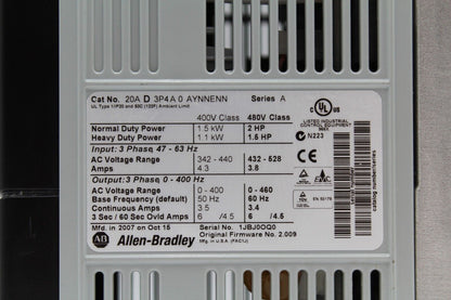 Allen-Bradley 20AD3P4A0AYNNENN PowerFlex 70 AC Drive