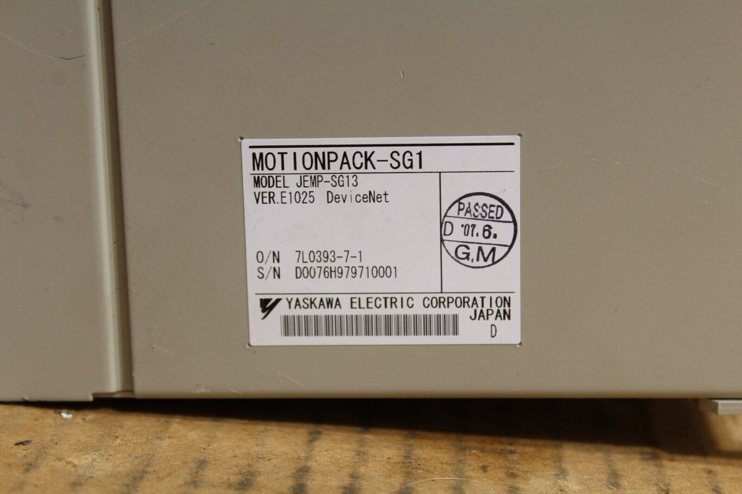 Yaskawa Electric JEMP-SG13 MotionPack-SG1