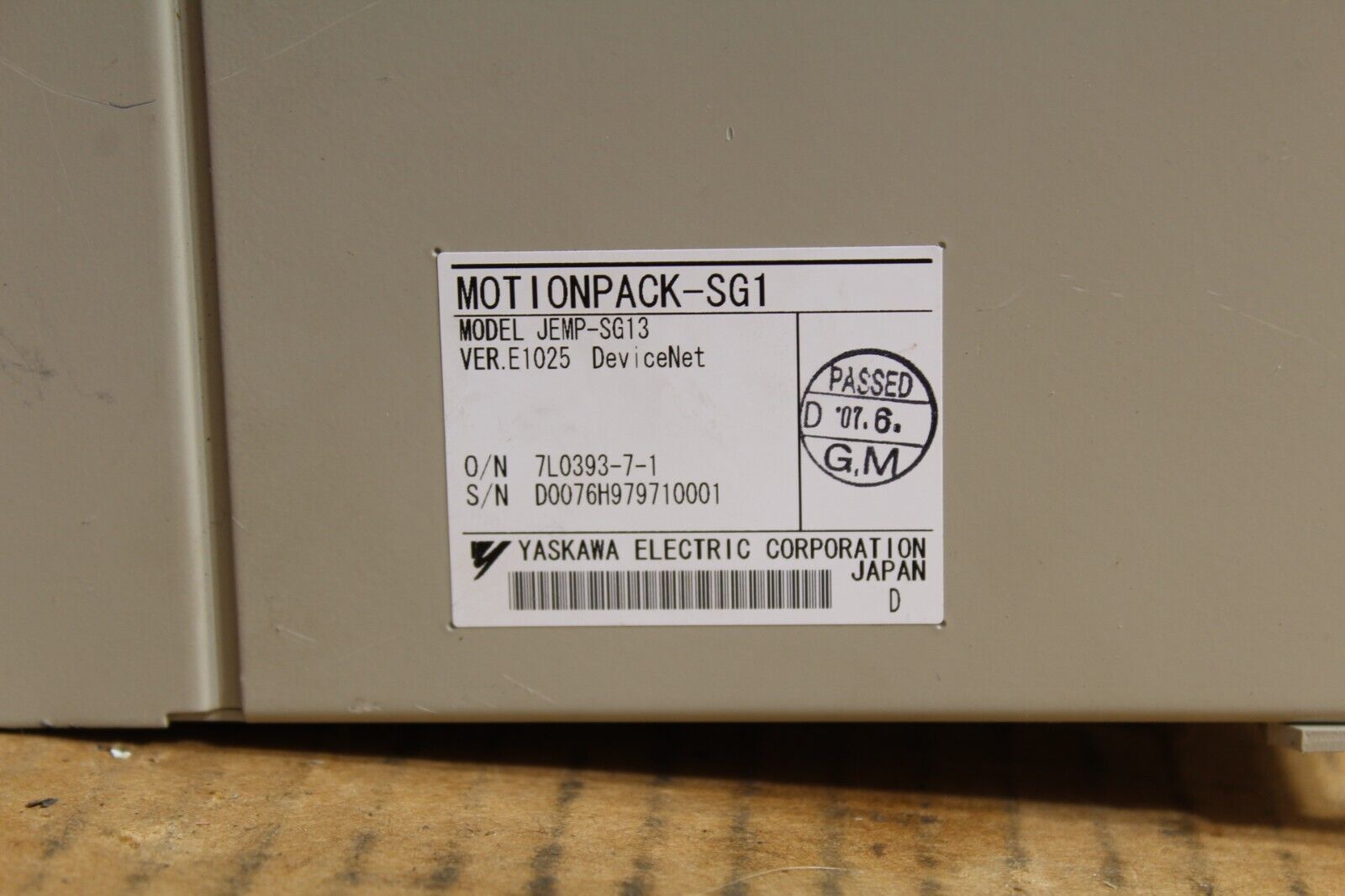 Yaskawa Electric JEMP-SG13 MotionPack-SG1