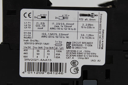 Siemens 3RV2021-4AA15 Circuit Breaker